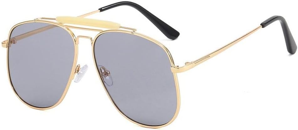 

Модные солнцезащитные очки большого размера класса люкс для женщин и мужчин, металлические солнцезащитные очки, очки с защитой от УФ-излучения UV400 TKKTLLT, Gold Silver