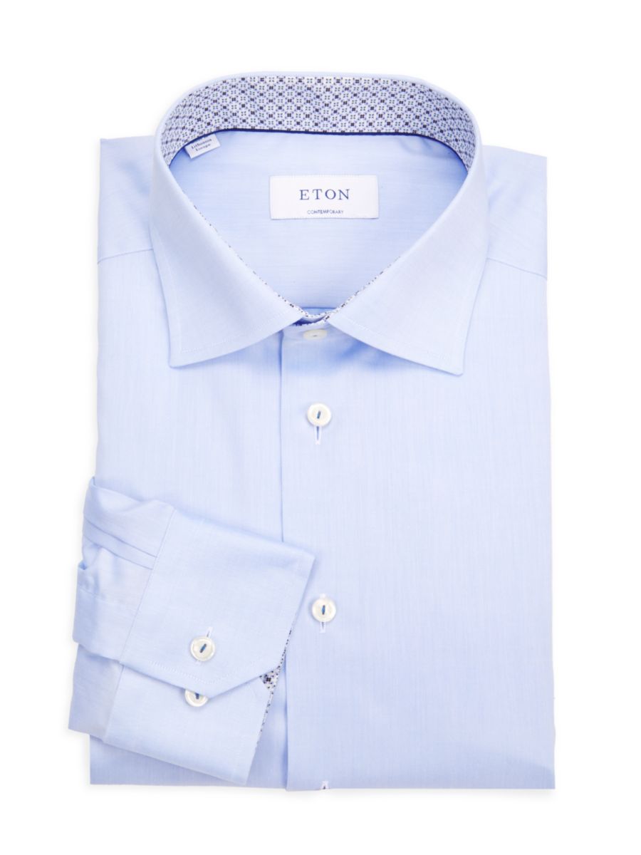 

Рубашка современного кроя из хлопка с контрастным воротником Eton, светло-синий