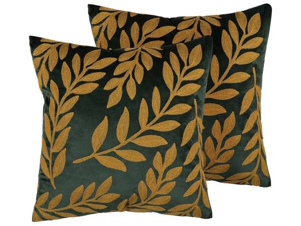 

Подушка Beliani 2 шт MISTLETOE, 45x45x45 см цвет dunkelgrün/gold/grün