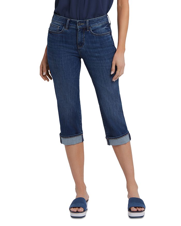 

NYDJ Petite Marilyn High Rise Cropped Straight Jeans in Rio Rapids – укороченные прямые джинсы с высокой посадкой NYDJ, синий