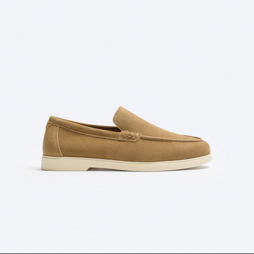 

Лоферы Zara Casual Split Leather, бежевый