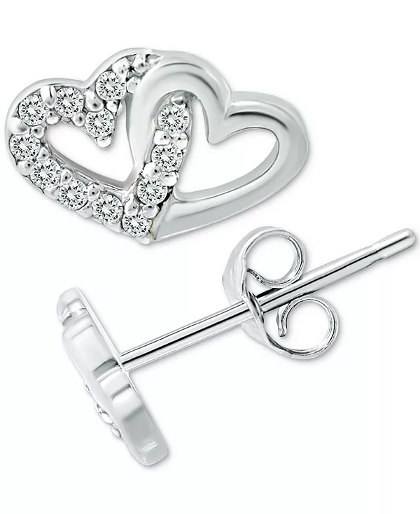 

Серьги-Гвоздики в форме переплетенных сердец из кубического циркония, созданные для Macy's Giani Bernini, white