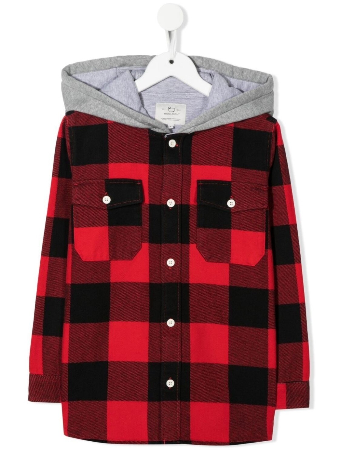 

Woolrich Kids клетчатая рубашка с капюшоном, черный