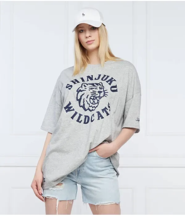 Винтажная университетская футболка oversize fit Superdry, серый — фото 3