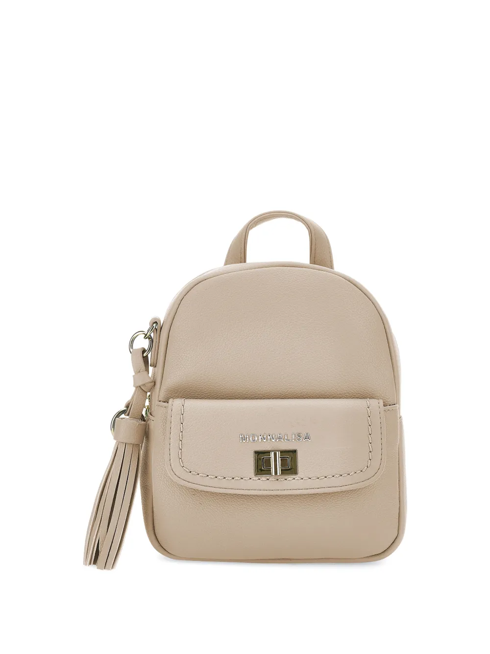 

Рюкзак с кисточками и логотипом Monnalisa, бежевый
