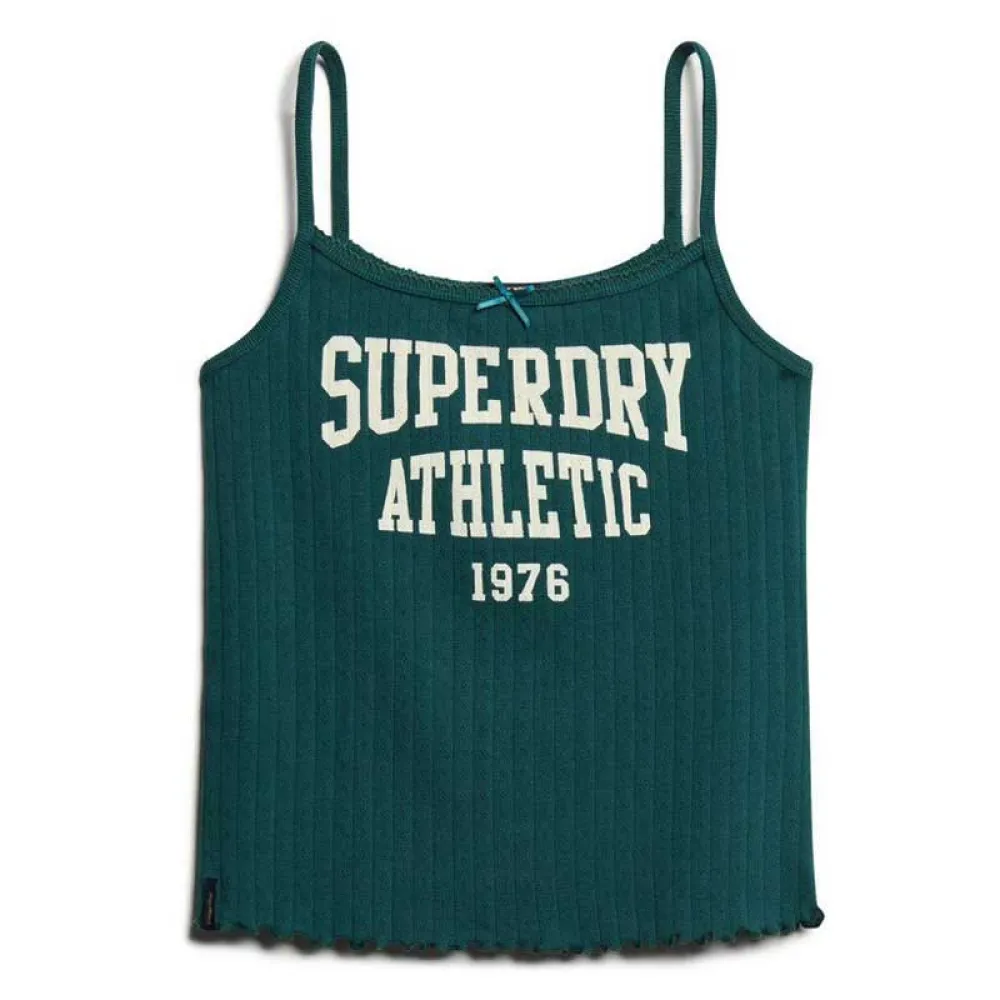 

Футболка без рукавов Superdry Ath Ess Graphic Pointele, зеленый