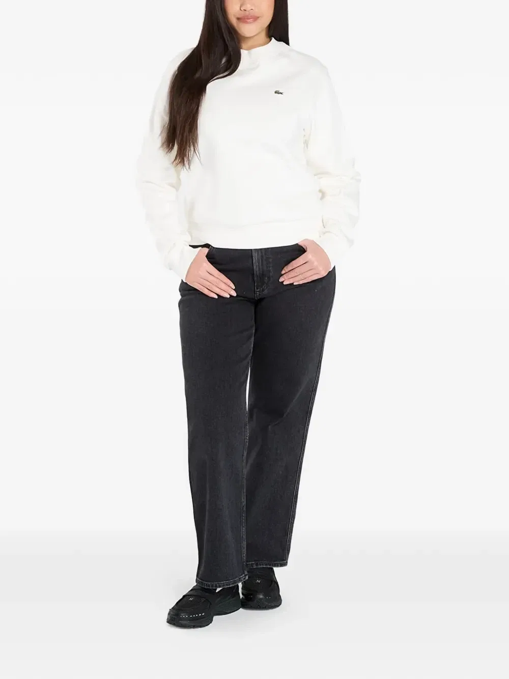 Хлопковая толстовка Lacoste, белый, классический крой — фото 2