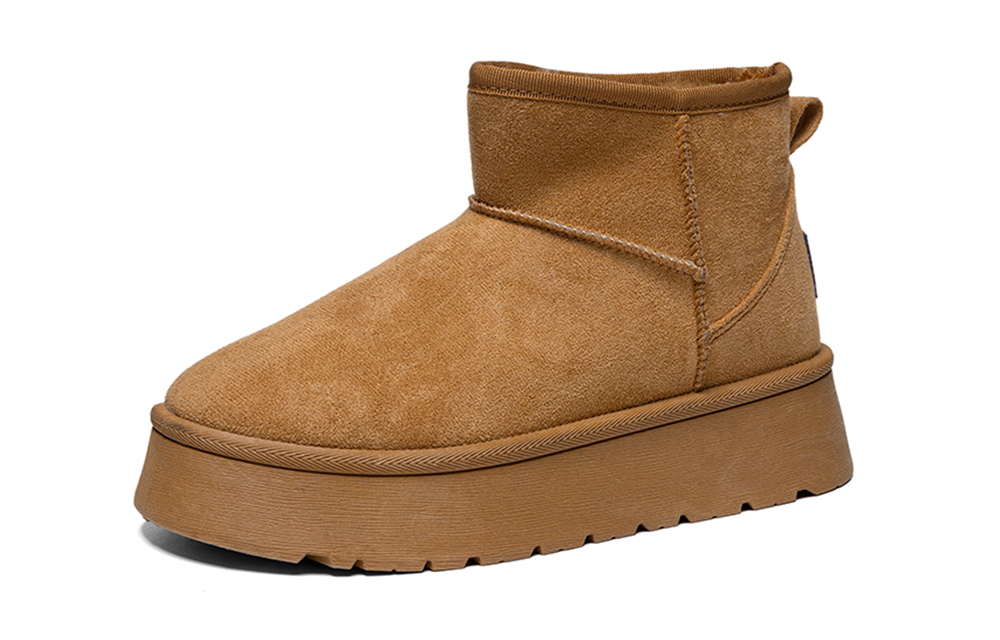 RENBEN Женские короткие зимние сапоги хаки на плоской подошве, цвет Khaki (Flat) — фото 4