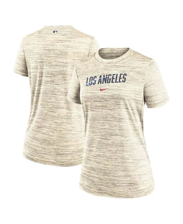 

Женская кремовая футболка Los Angeles Dodgers 2024 City Connect Authentic Collection Practice Velocity Performance Nike, бежевый