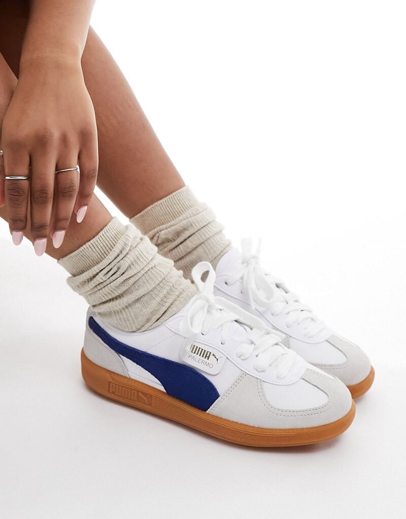 

PUMA – Palermo – Бело-синие кожаные кроссовки, Синий, PUMA – Palermo – Бело-синие кожаные кроссовки