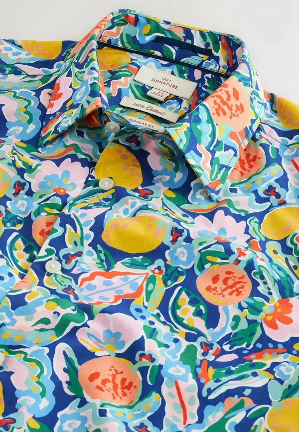 Рубашка Next Regular fit signature liberty short sleeve shirt, разноцветный фруктовый — фото 2