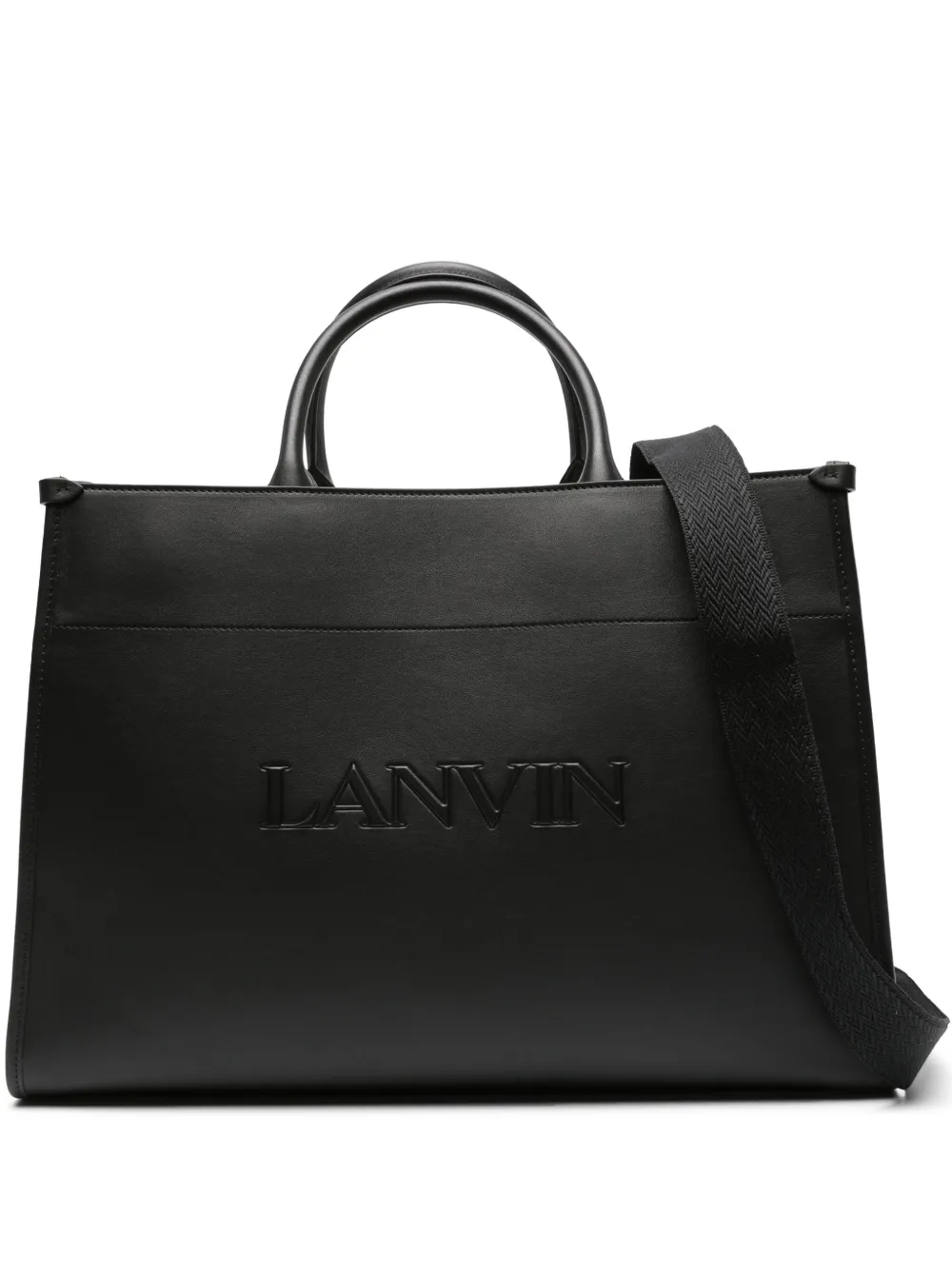 

Сумка-тоут с тисненым логотипом Lanvin, черный