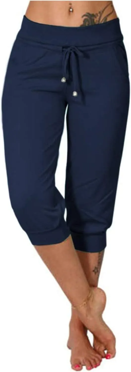 

Женские капри-брюки летние Casual Stretchy Low Rise Yoga Legging Slim Fitting с карманами Bakgeerle