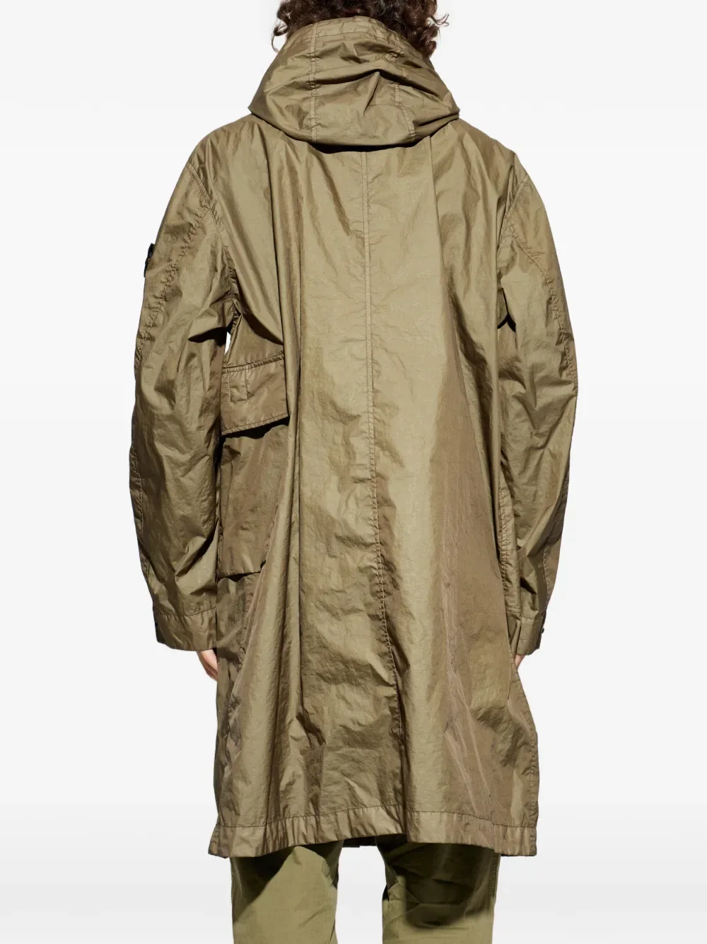 Плащ с капюшоном из ткани MEMBRANA 3L TC Stone Island, зеленый — фото 4