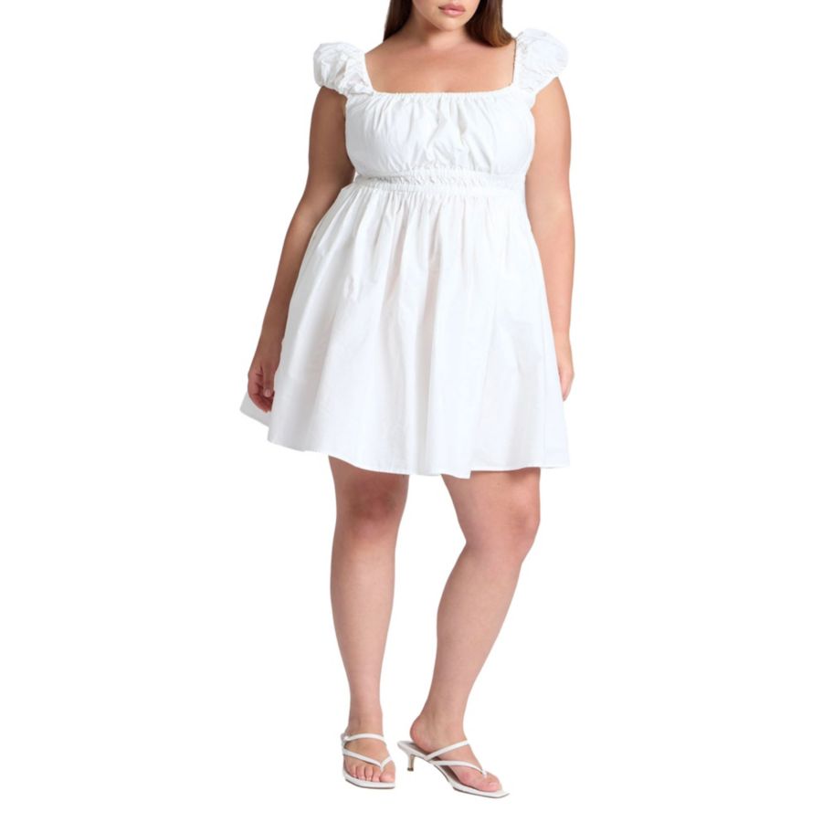 

Женское мини-платье из поплина с расклешенной юбкой ELOQUII, Sugar swizzle