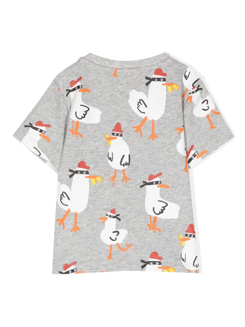 Хлопковая футболка с рисунком «Бандит чайки» Stella Mccartney Kids, серый — фото 2
