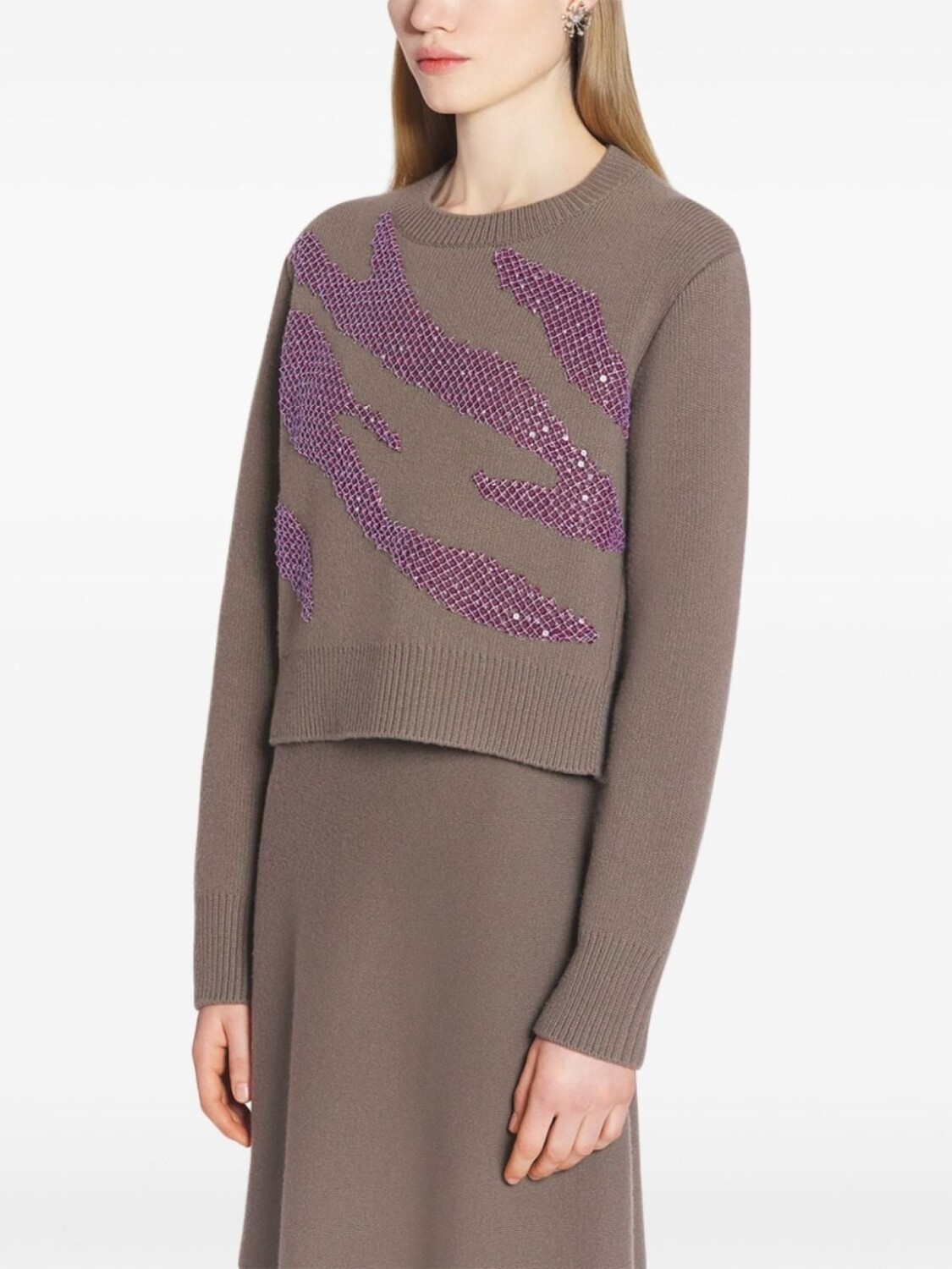 

Lanvin шерстяной джемпер с кристаллами, коричневый