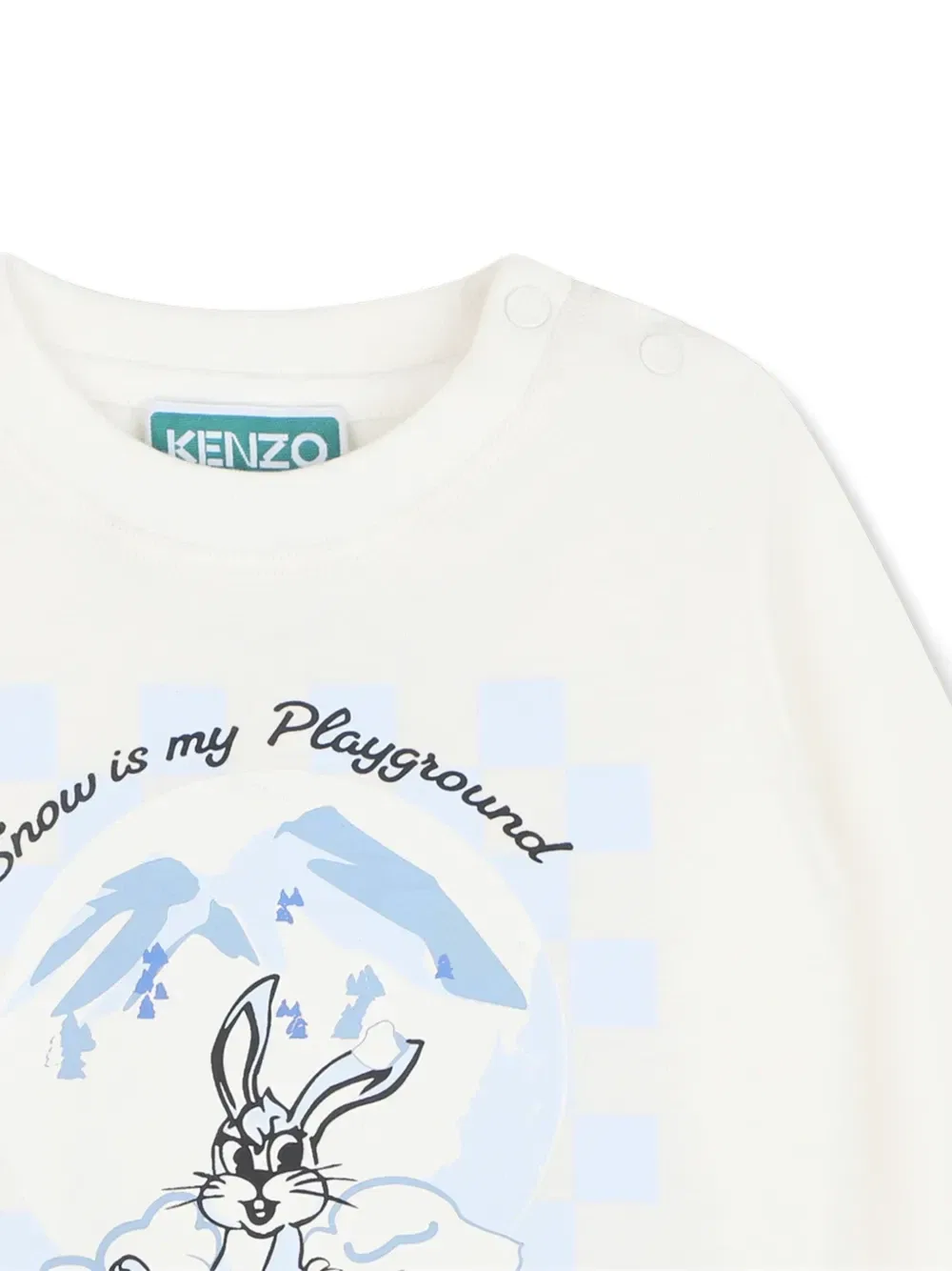 Футболка с длинными рукавами с графическим принтом Kenzo Kids, белый — фото 3