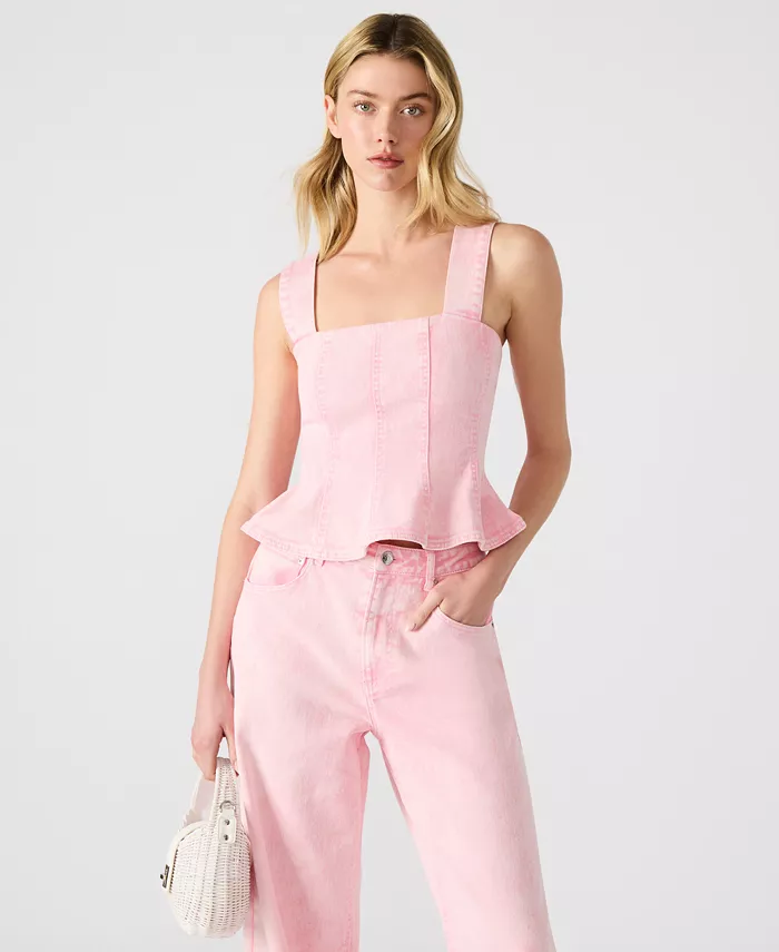 

Женский джинсовый топ с баской Steve Madden, розовый