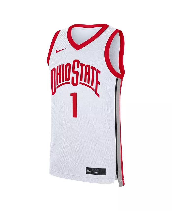 Мужская реплика домашней футболки Ohio State Buckeyes №1 белого цвета Nike — фото 2
