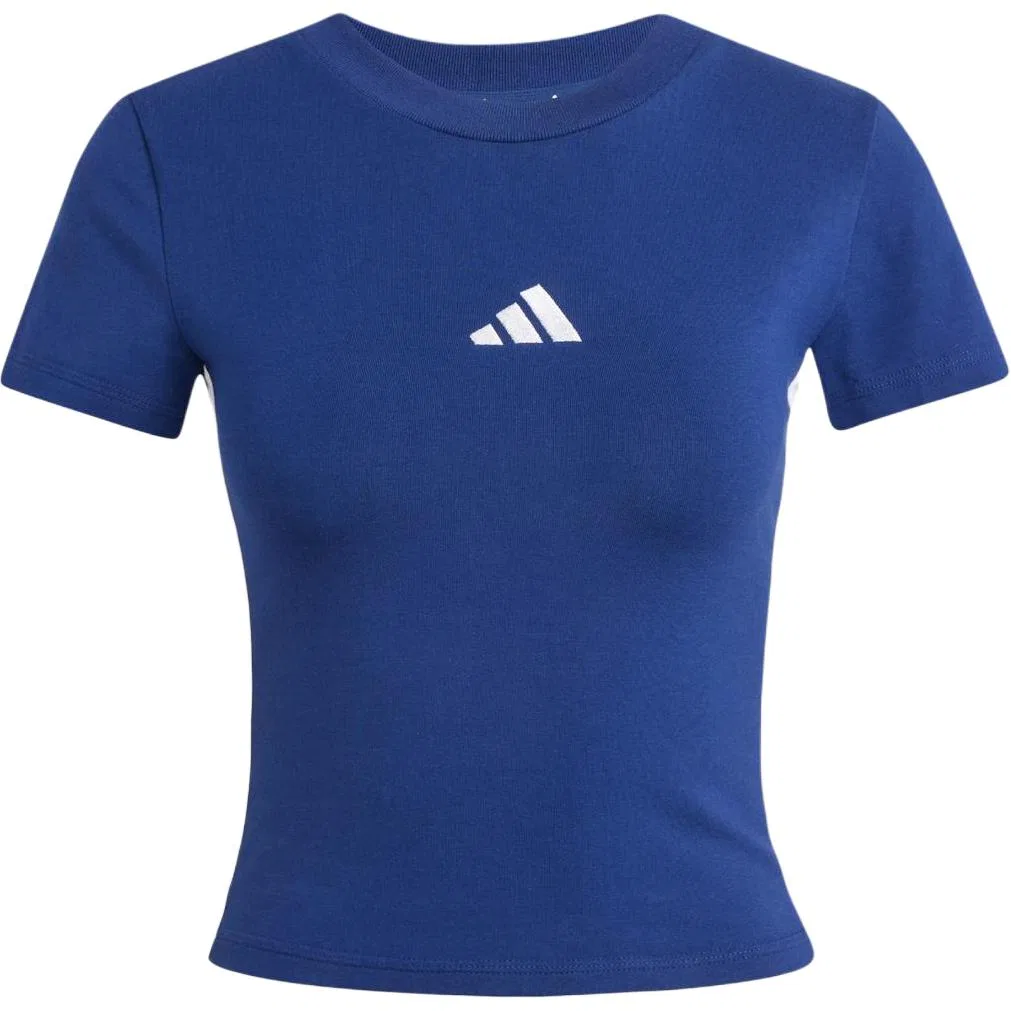 Женская футболка Essentials 3 Stripes Slim Baby T Shirt темно-синяя/белая Adidas, Dark Blue