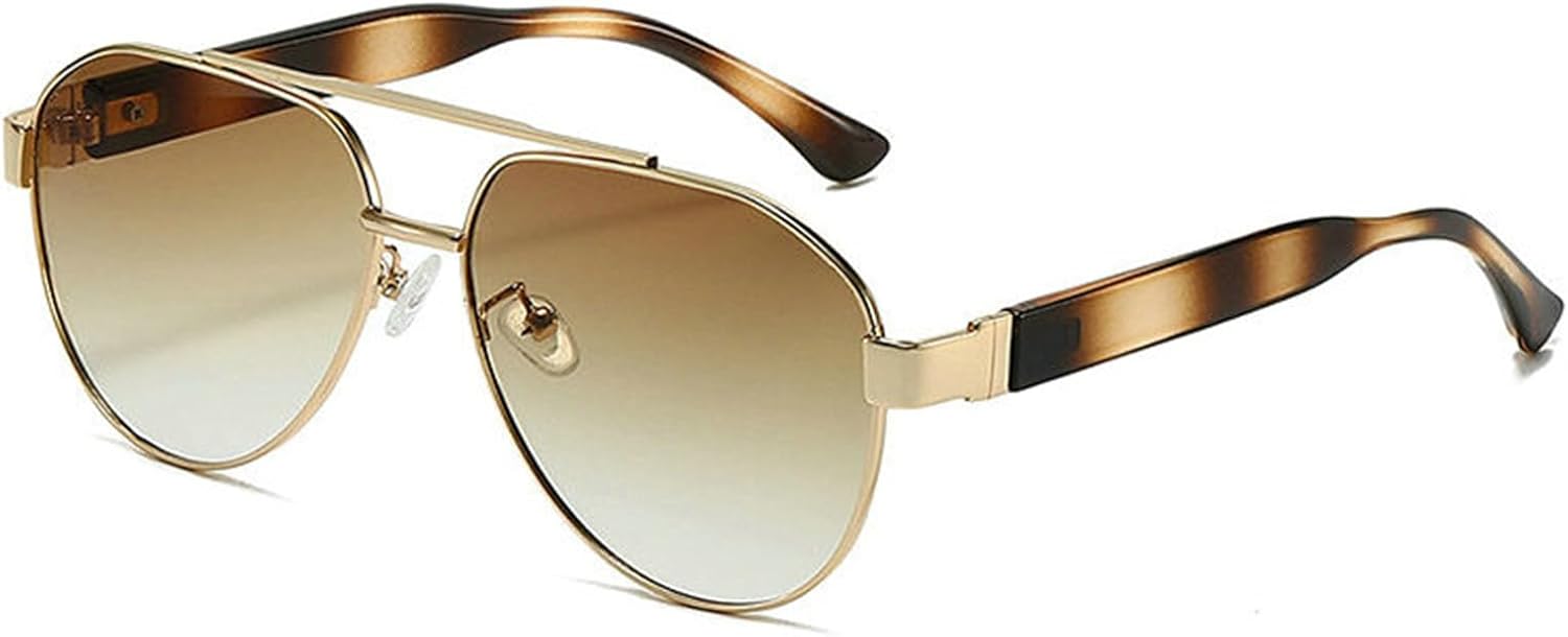 

Мужские солнцезащитные очки Helena Retro Metal Double Bridges Pilot с градиентным переходом, защитой от УФ-излучения UV400, женские солнцезащитные очки в стиле панк, C7