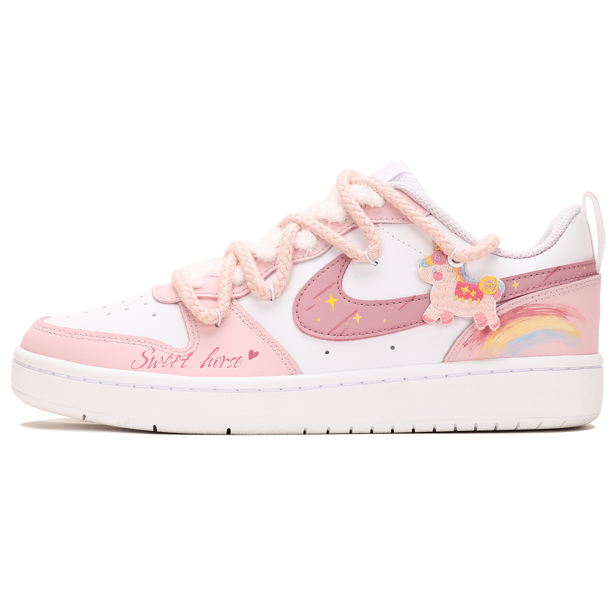 

Nike Детские низкие скейтбордистские кроссовки Court Borough с амортизацией, противоскользящей и износостойкой подошвой, розово-белые, для подростков