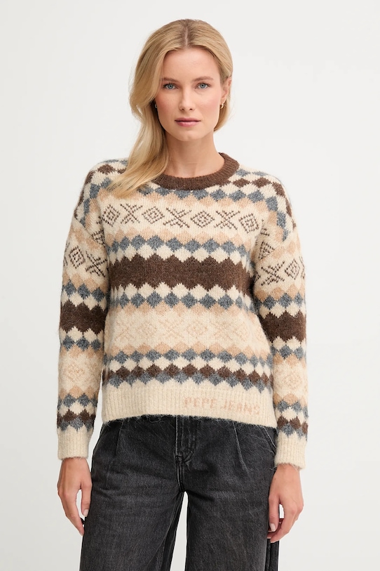

Свитер из смесовой шерсти Pepe Jeans, коричневый
