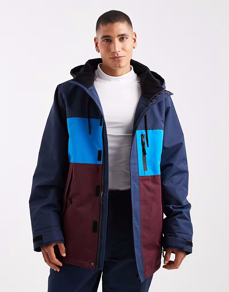 

Потертая лыжная куртка на молнии с капюшоном в темно-синем и бордовом цветах Threadbare, Красный, Потертая лыжная куртка на молнии с капюшоном в темно-синем и бордовом цветах Threadbare