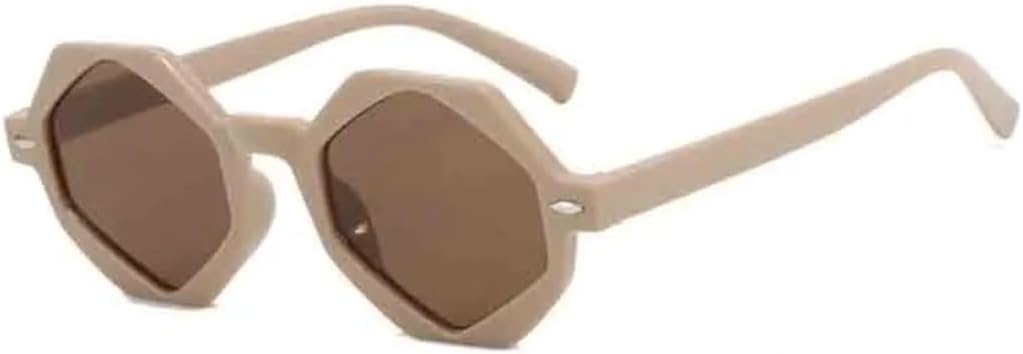 

Ретро-роскошные многоугольные солнцезащитные очки в стиле «желейный чай» для женщин, модные градиентные очки, защита от УФ-излучения UV400 для мужчин, с заклепками VVTWSSW, Khaki Brown