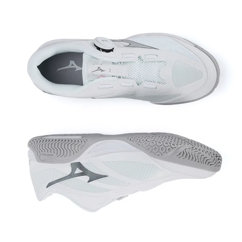 Кроссовки для настольного тенниса Mizuno WAVE MEDAL 8 бело-серебристые — фото 3