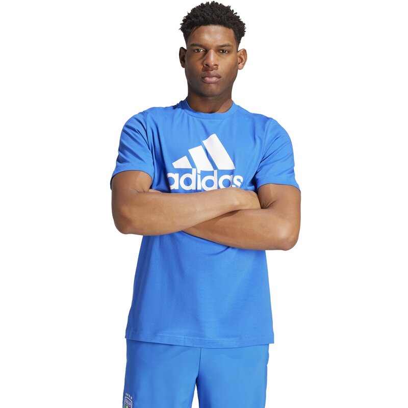 Фан-Футболка с графикой ДНК Италии Adidas, синий — фото 2