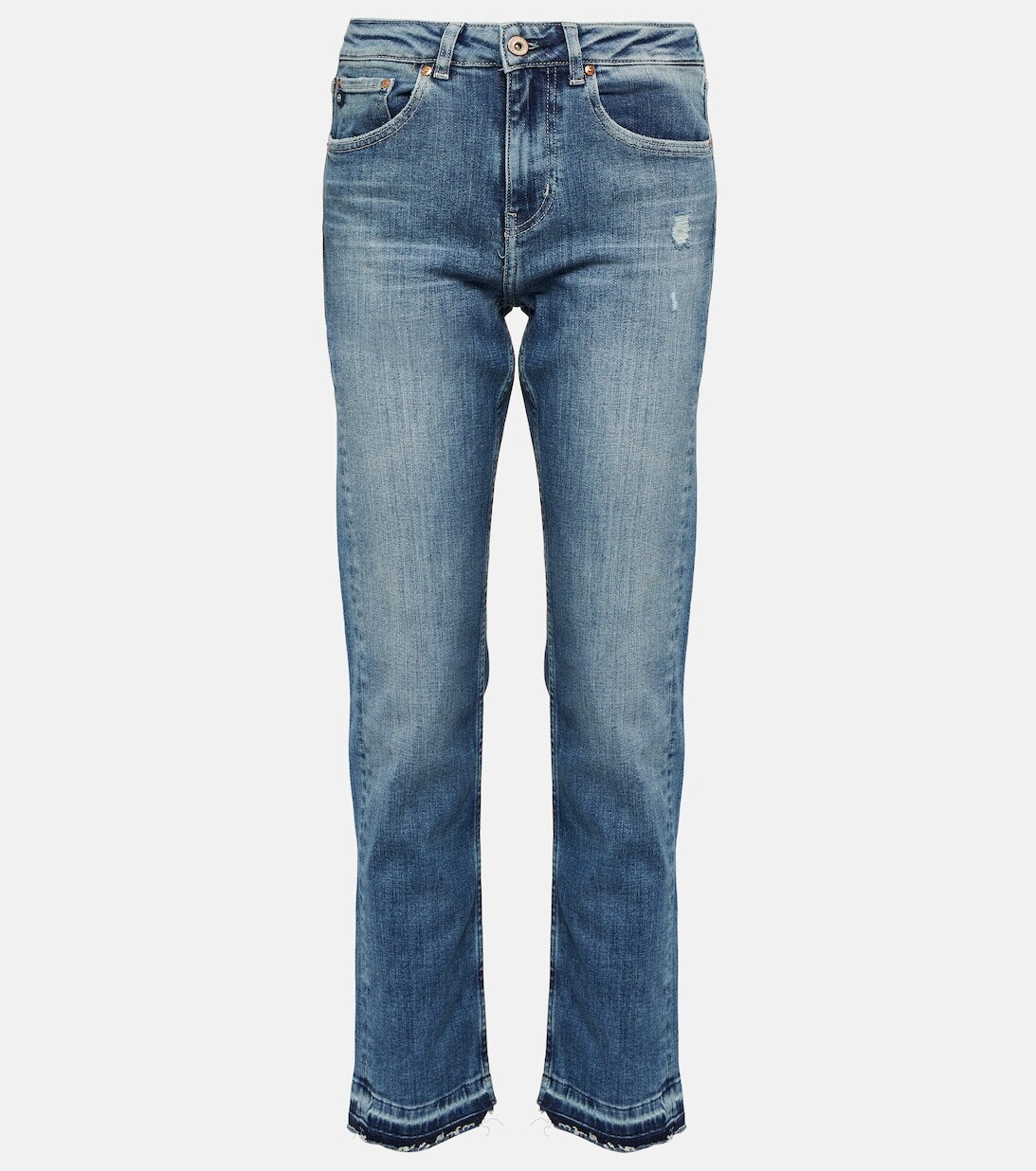

Джинсы Girlfriend прямого кроя средней посадки AG JEANS, синий