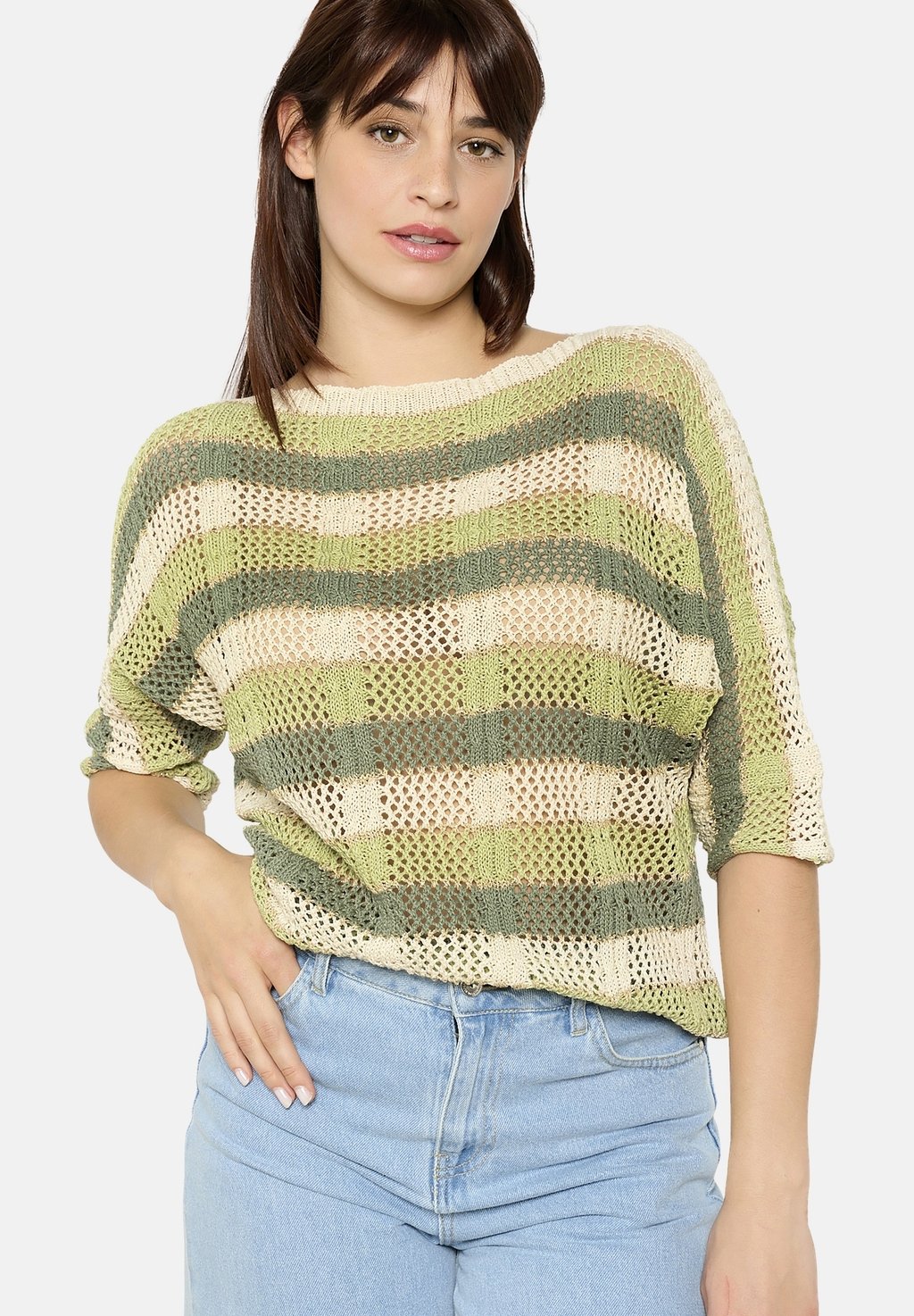 

Футболка с принтом SHEER STRIPED LolaLiza, хаки