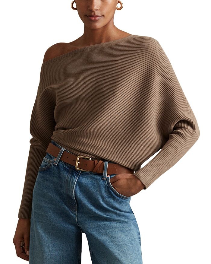 

Вязаный топ REISS Lorna Drape, коричневый