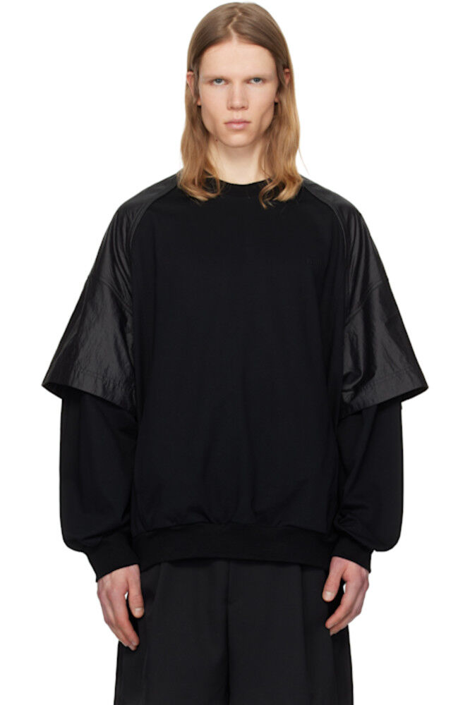 

Черная нейлоновая двухслойная толстовка Juun.J