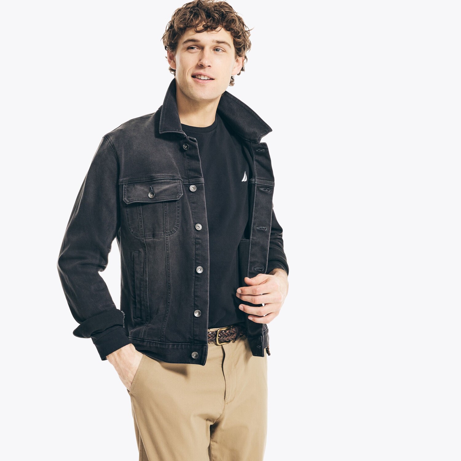 

Мужская футболка Nautica с круглым вырезом и длинными рукавами, цвет True Black