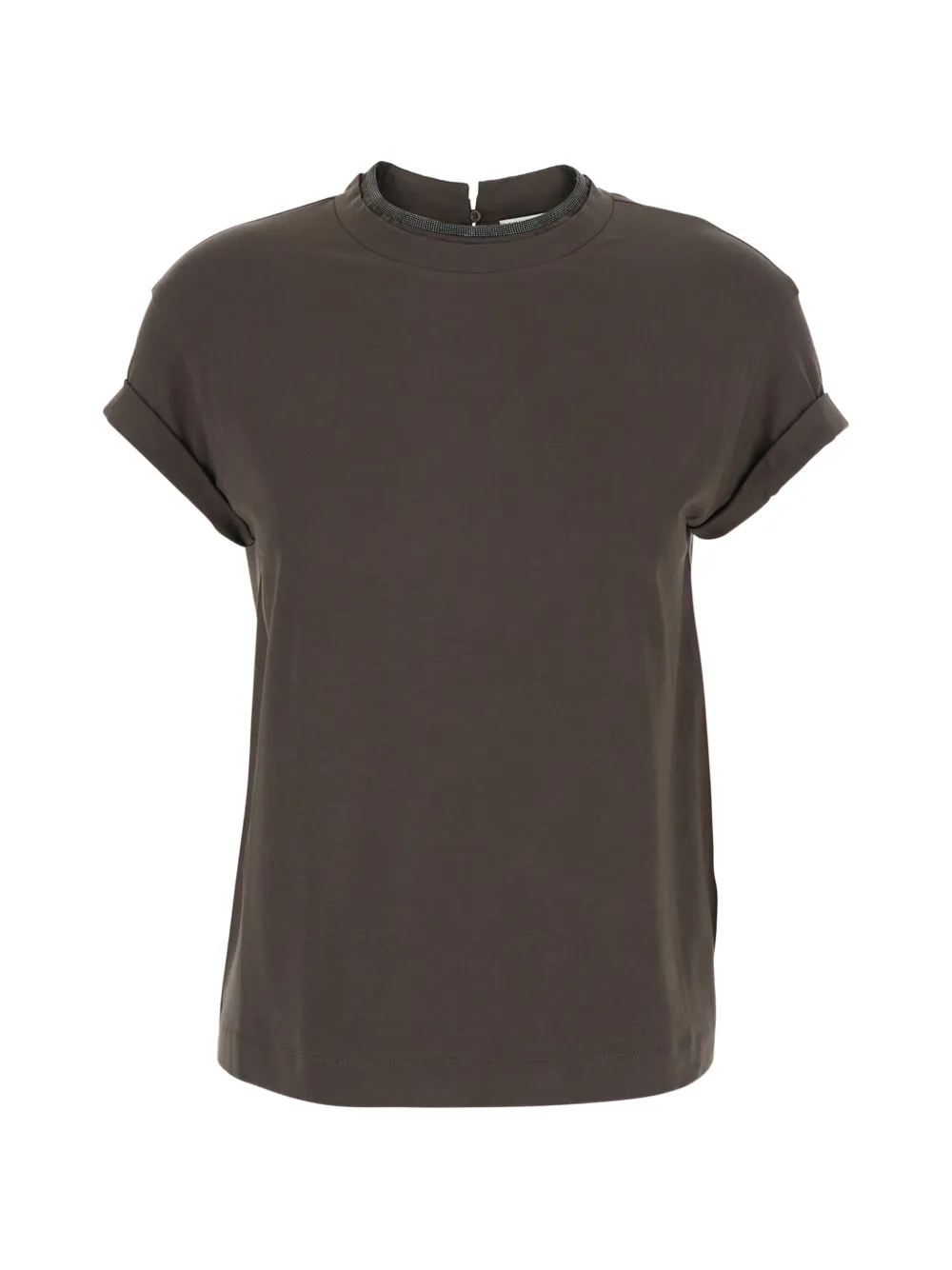 

Блузка с бусинами на воротнике Brunello Cucinelli, коричневый