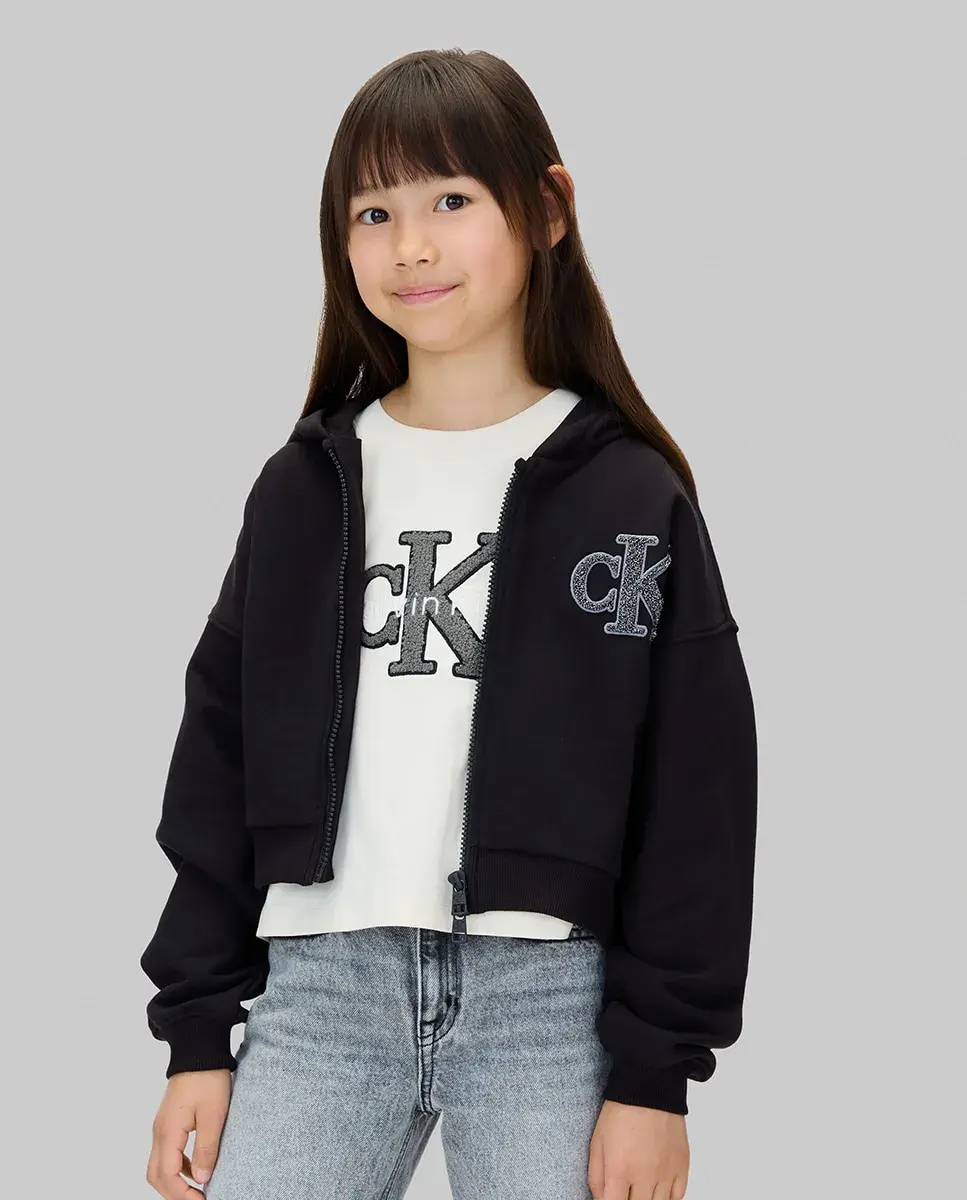 

толстовка для девочки на молнии Calvin Klein, черный