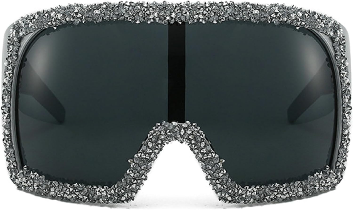 

Модные солнцезащитные очки-щитки большого размера для женщин и мужчин, 2024 год, стильные солнцезащитные очки в квадратной оправе с бриллиантовой окантовкой mincl, Silver