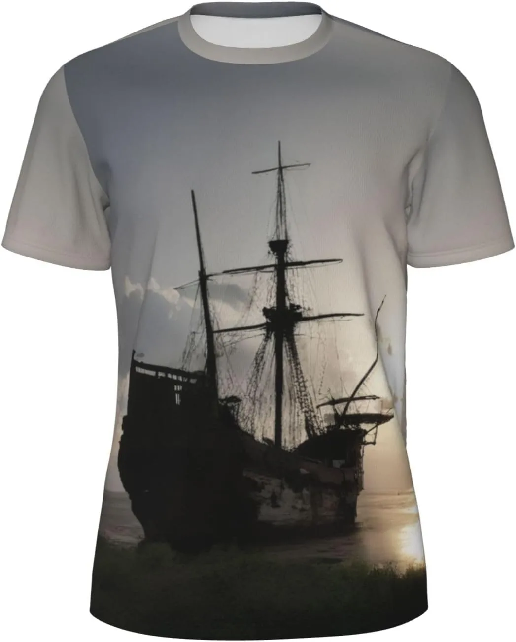 

Футболка мужская Ship in The Lake Sunset, принт, быстросохнущая jshmgchw