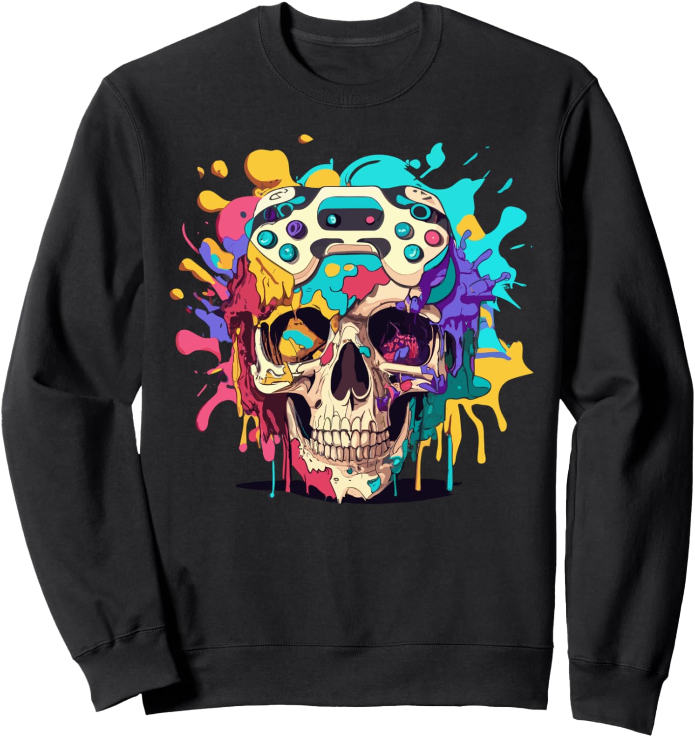 

Толстовка с рисунком черепа в стиле «разбрызганная краска» - подарок для любителей видеоигр Video Game Controller Control All The Things, черный