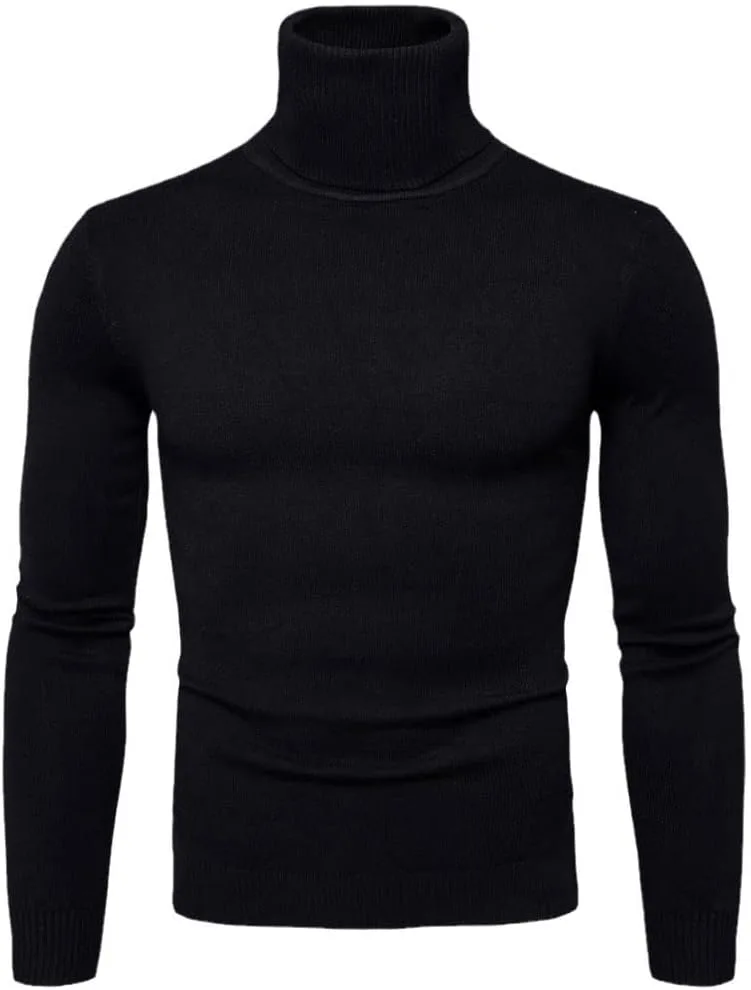 

Hamthuit мужской водолазка зимний теплый свитер вязаный двойной воротник slim fit