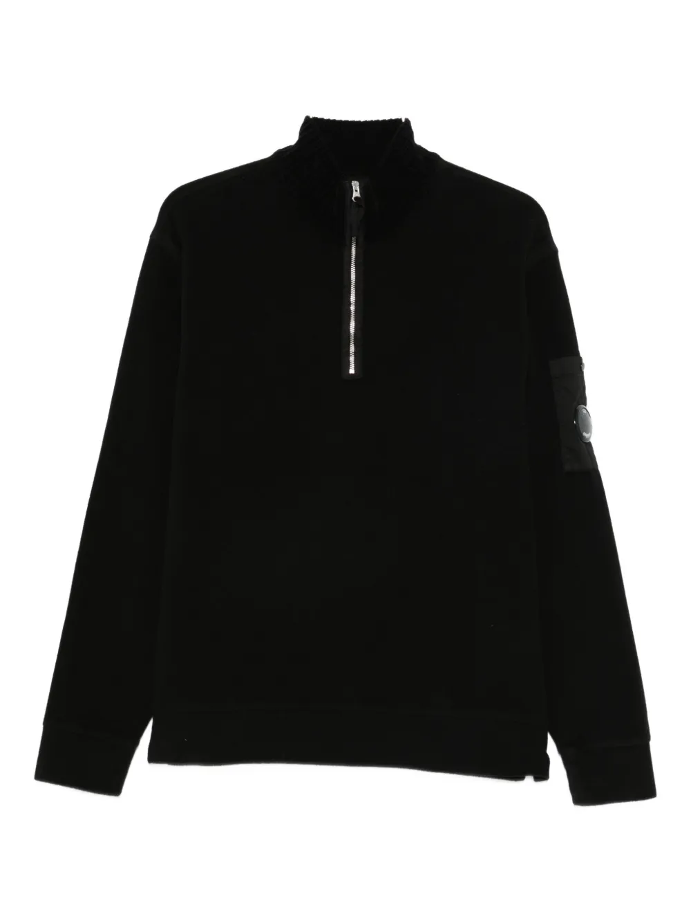 

Свитер с молнией до середины и лого на рукаве C.P. Company, черный