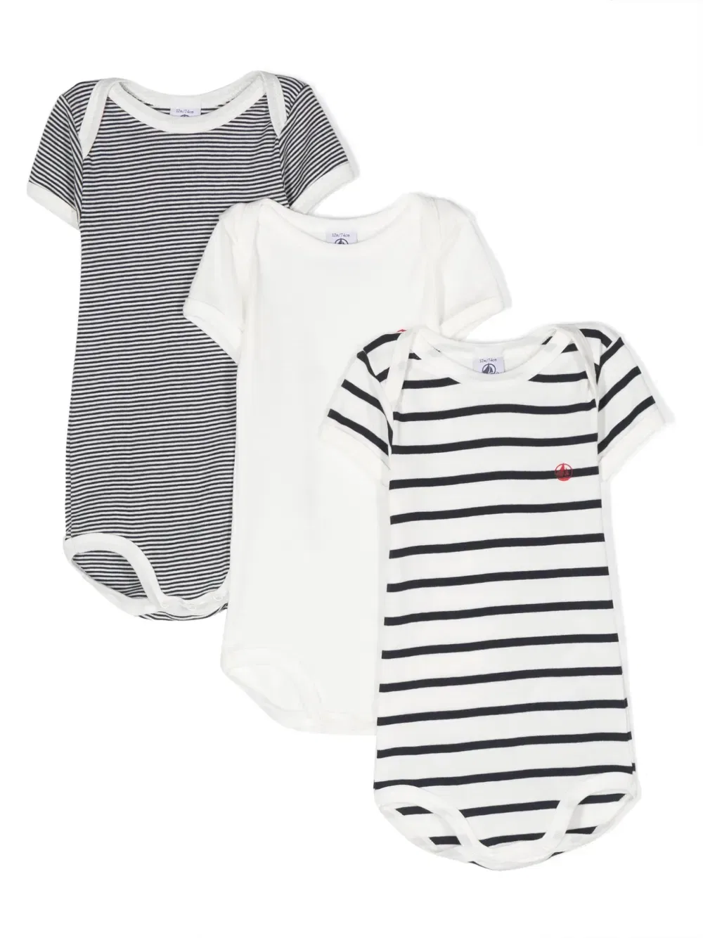 Хлопковые боди с короткими рукавами (комплект из трех штук) Petit Bateau, белый
