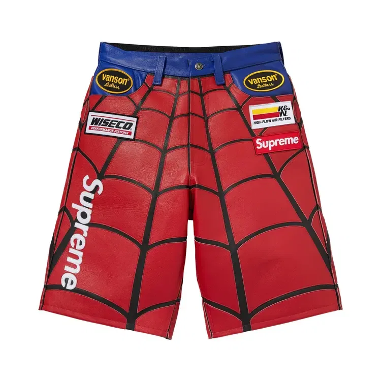 Шорты Supreme x Vanson Leathers Spider-Man Short, красный