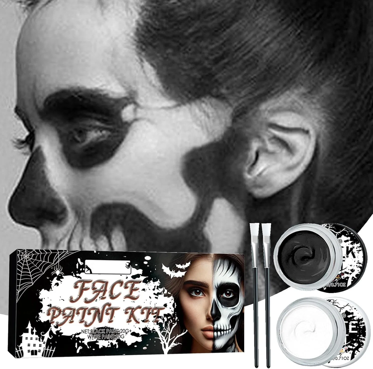 Краска для лица и тела Black White Face Paint, Generic, 0.09 кг, черный/белый — фото 4