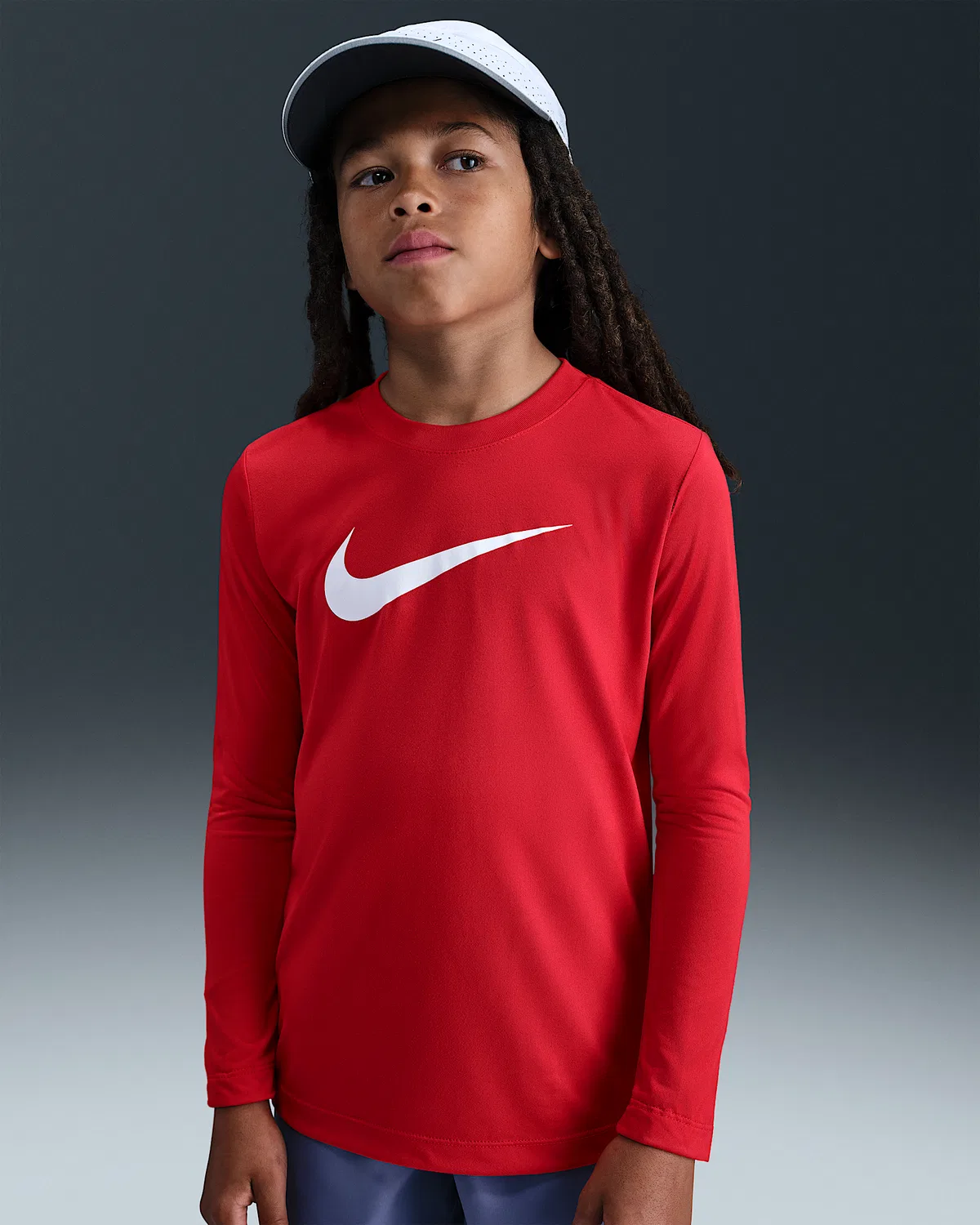 Детская футболка с длинным рукавом Nike Legend Dri-FIT, University Red/White