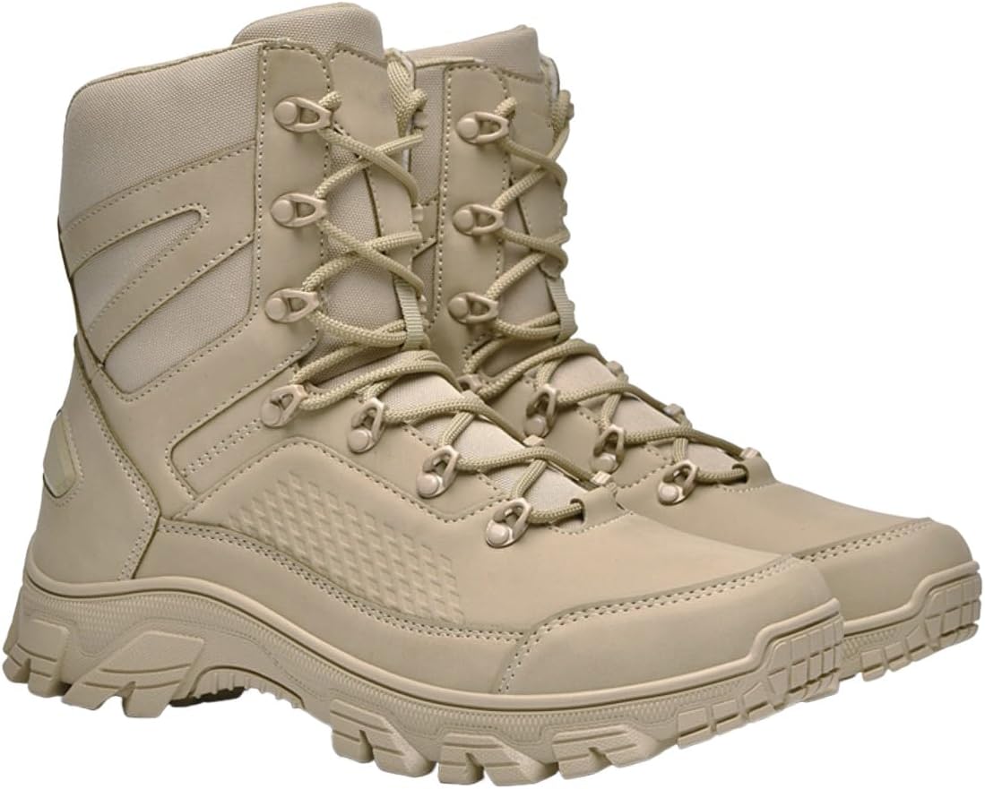 

Мужские легкие тактические боевые ботинки Adornosbt с боковой молнией и противоскользящей подошвой, бежевый