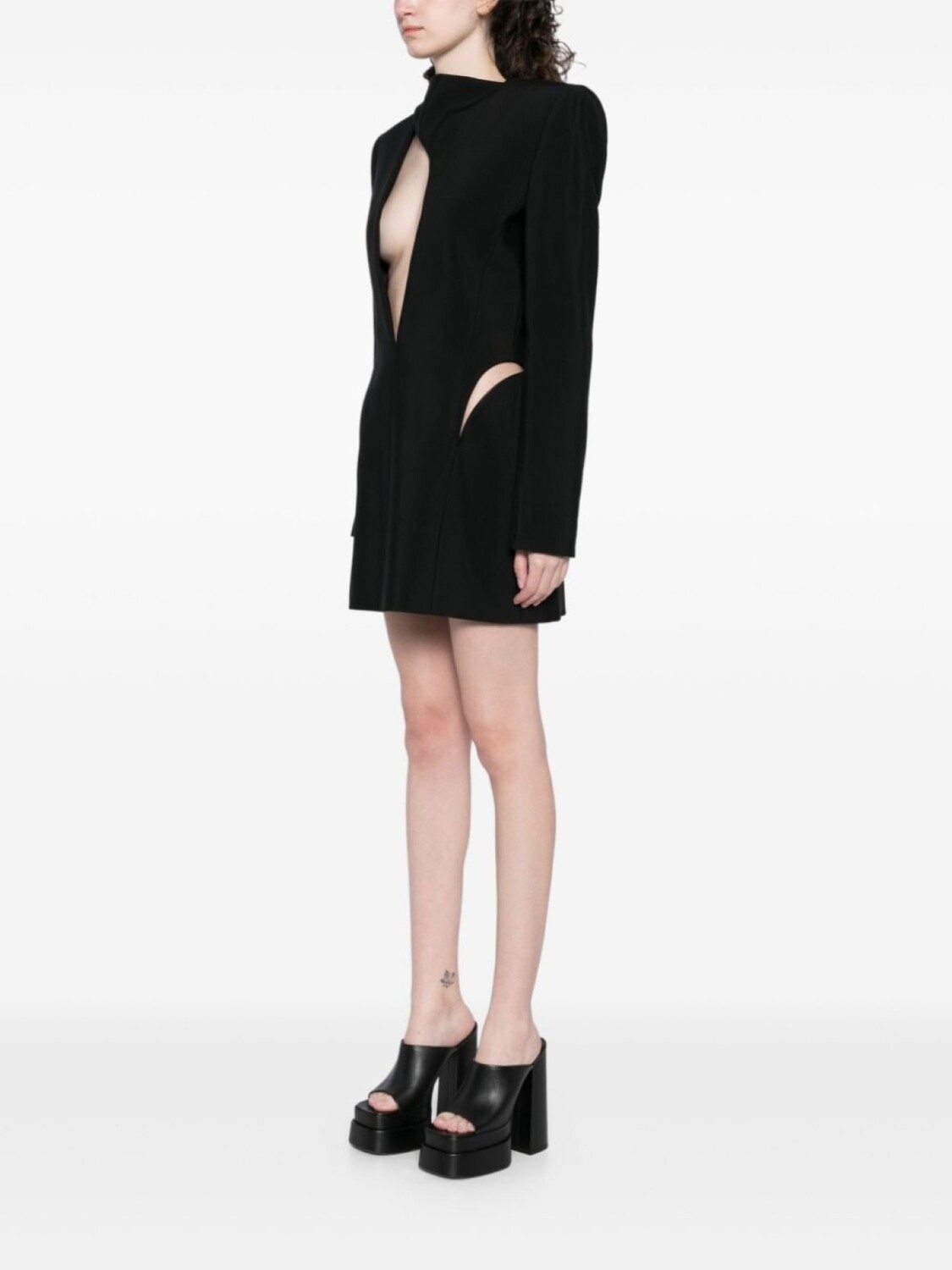 Платье строгого кроя с вырезами Mugler, черный — фото 3
